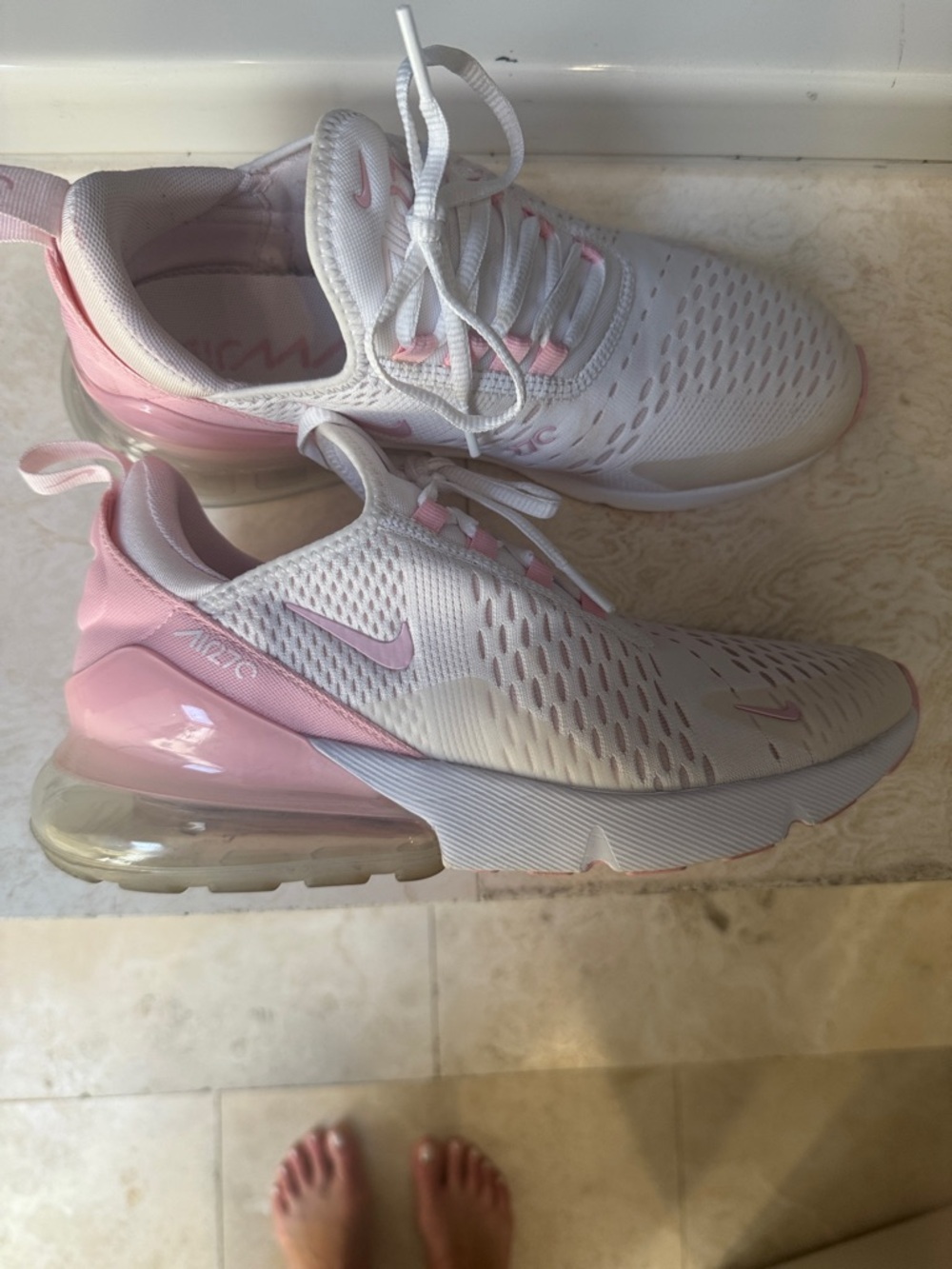 Nike Women’s Air Max 270 Pink and White Sneakers
